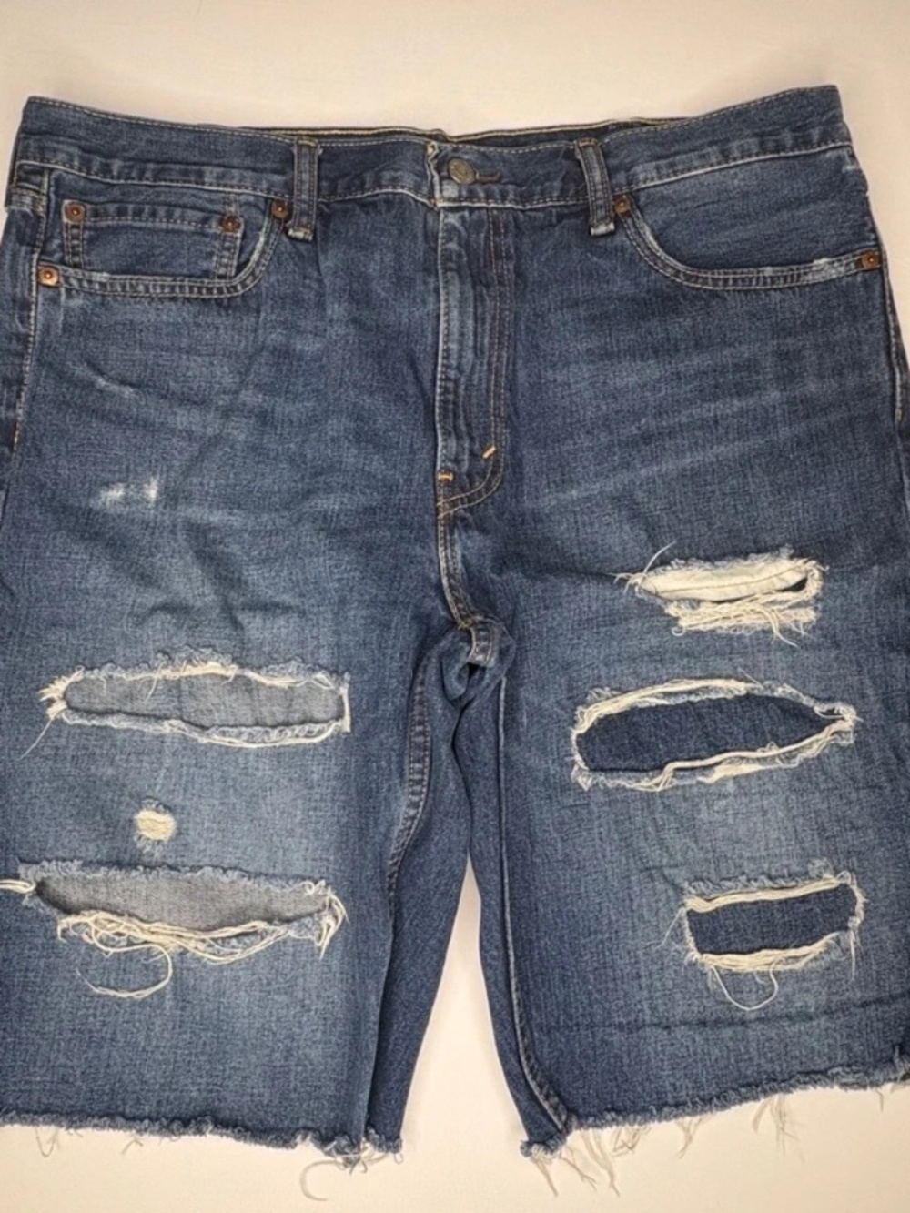 Levi’s 511 Slim Men’s W38 Distressed Cutoff Denim Shorts Raw Hem